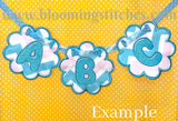 FLOWER SHAPE BANNER WITH JELLYBEAN LETTERS ABCDE&