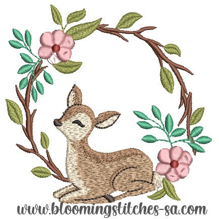 Deer and wreath