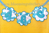 FLOWER SHAPE BANNER WITH JELLYBEAN LETTERS QRSTU