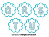 FLOWER SHAPE BANNER WITH JELLYBEAN LETTERS QRSTU