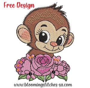 Monkey and roses