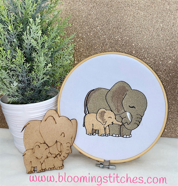 Elephant mom and baby