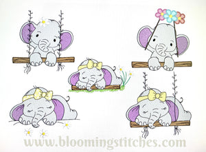 Elephants on Swings SET